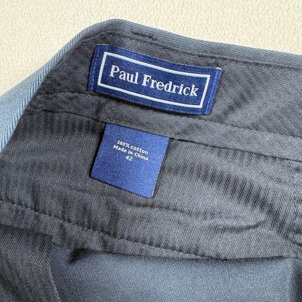 NOS Paul Fredrick Mens 42x30 Cotton Chinos Pants Lot of 2 Black‎ Khaki PMK210N - Picture 7 of 8